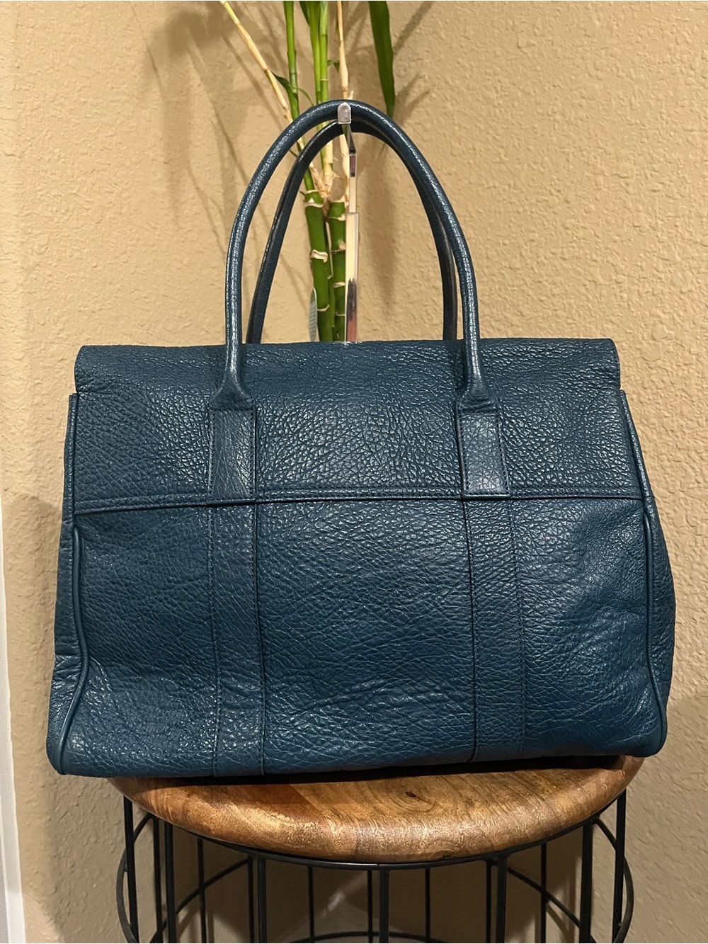 MULBERRY PETROL BLUE GRAINED LEATHER BAYSWATER - Picture 2 of 12
